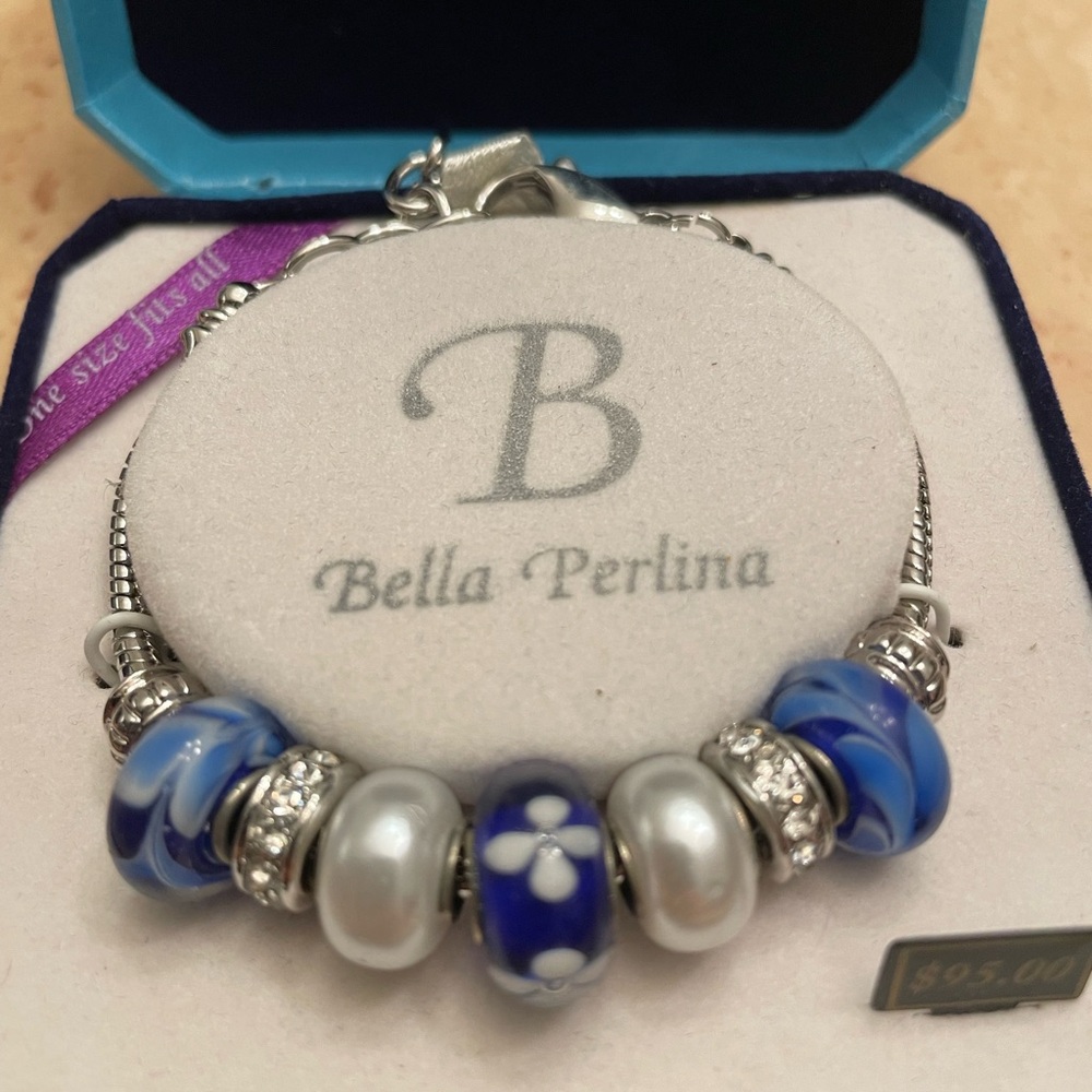 Bella Perlina Blue and Silver Charm Bracelet
